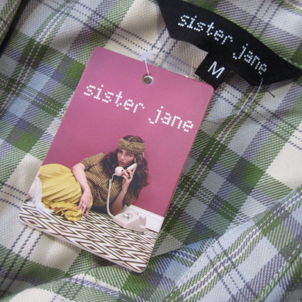 NWT Sister Jane Humble Check Midi in Green Plaid Tie Sleeve Maxi Dress M - Picture 5 of 7